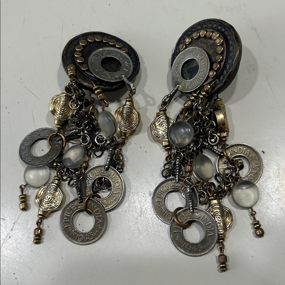 Vintage India 945 Coin Dangle Earrings